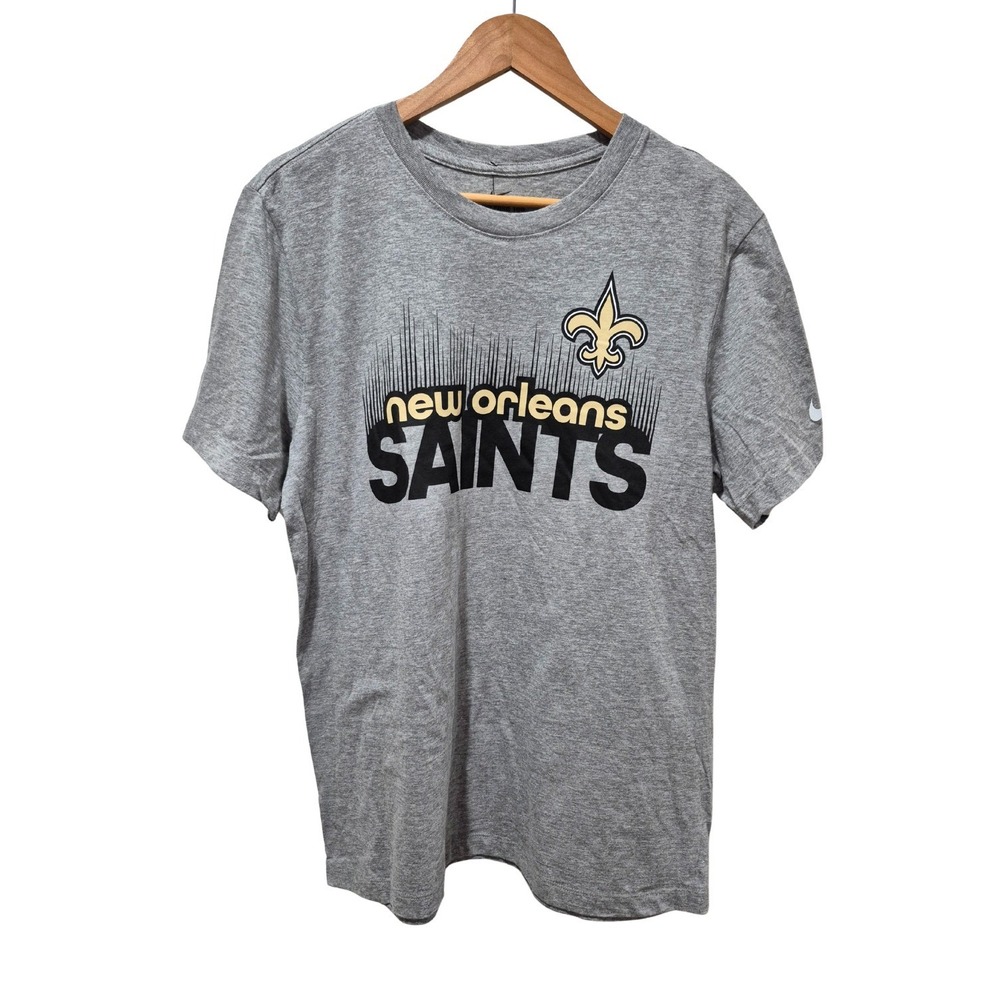 New Orleans Saints NFL Team Apparel Mens Gray Cotton Short Sleeve T-Shirt Sz‎ M